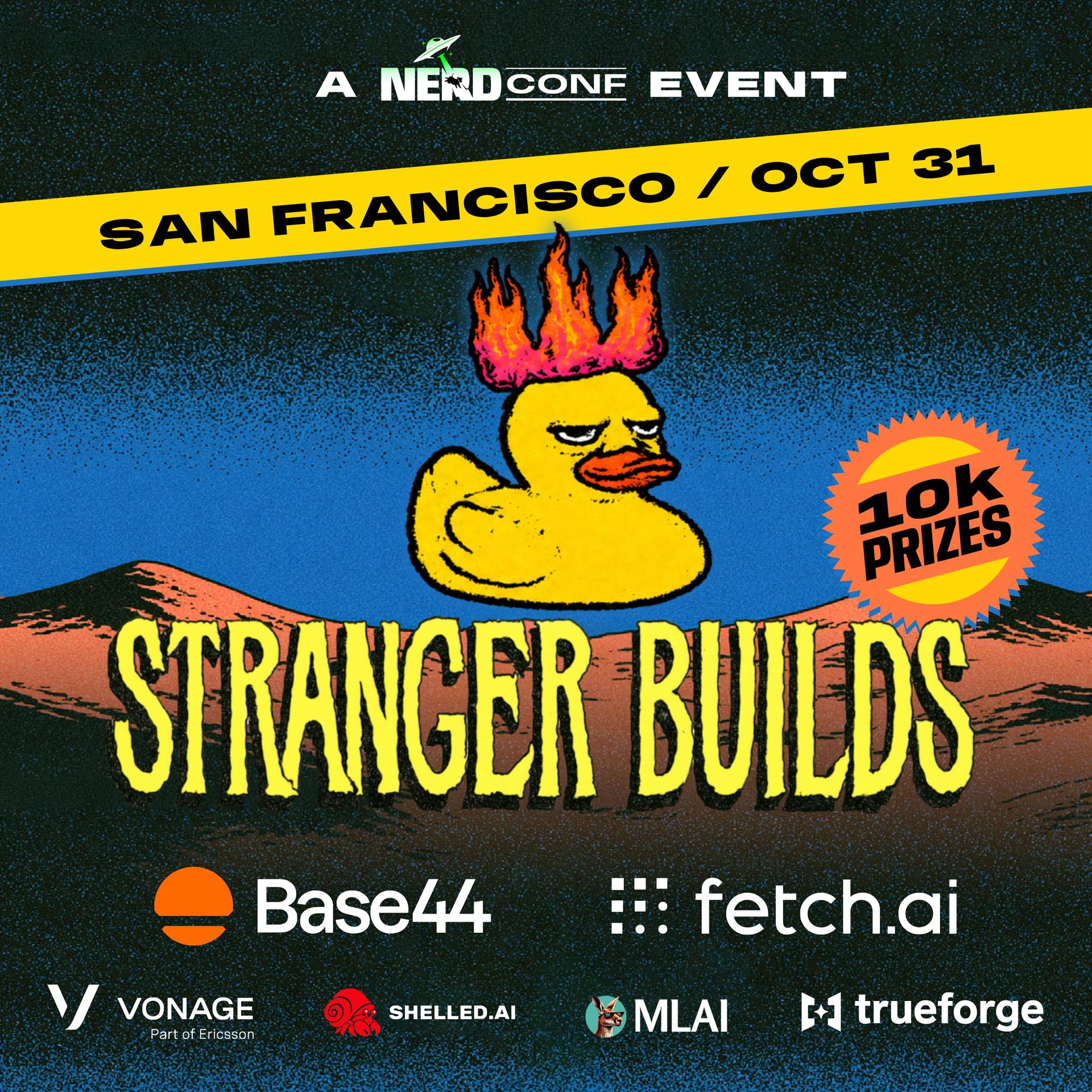 STRANGER BUILDS I Halloween hackathon event artwork
