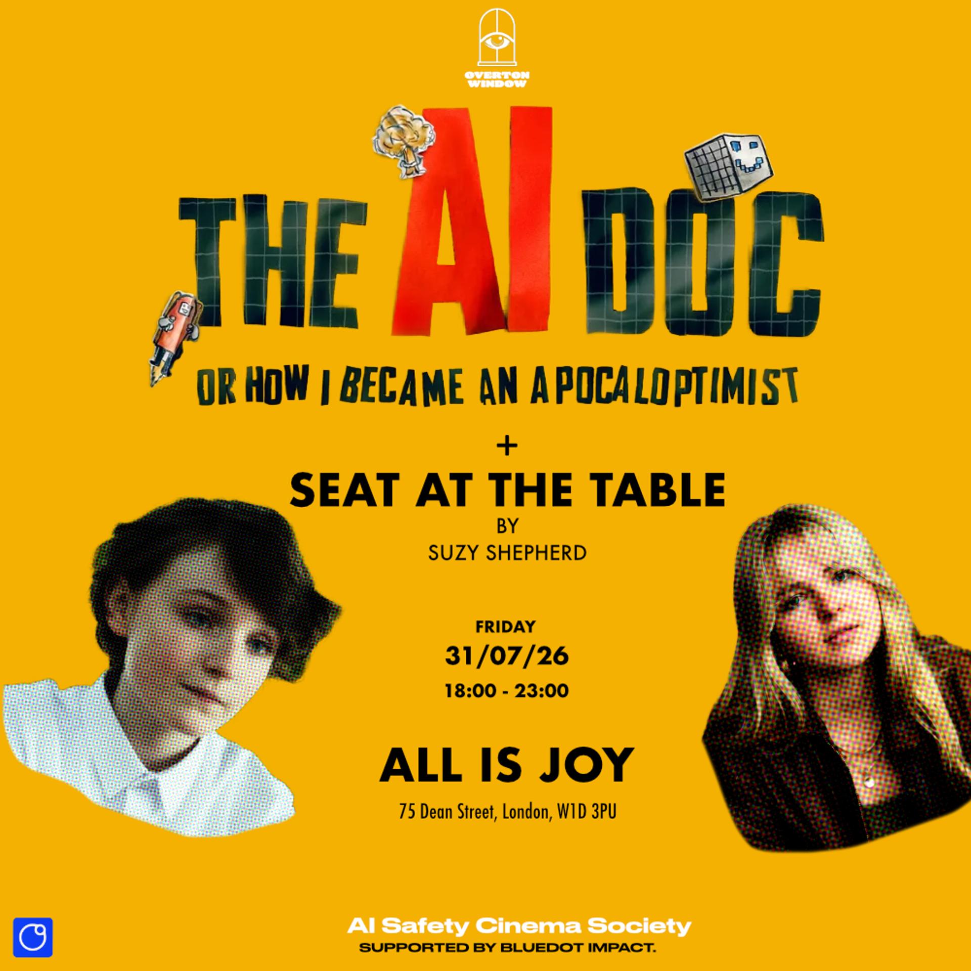 AI Safety Cinema Society #1: The AI Doc + Seat at the Table event poster