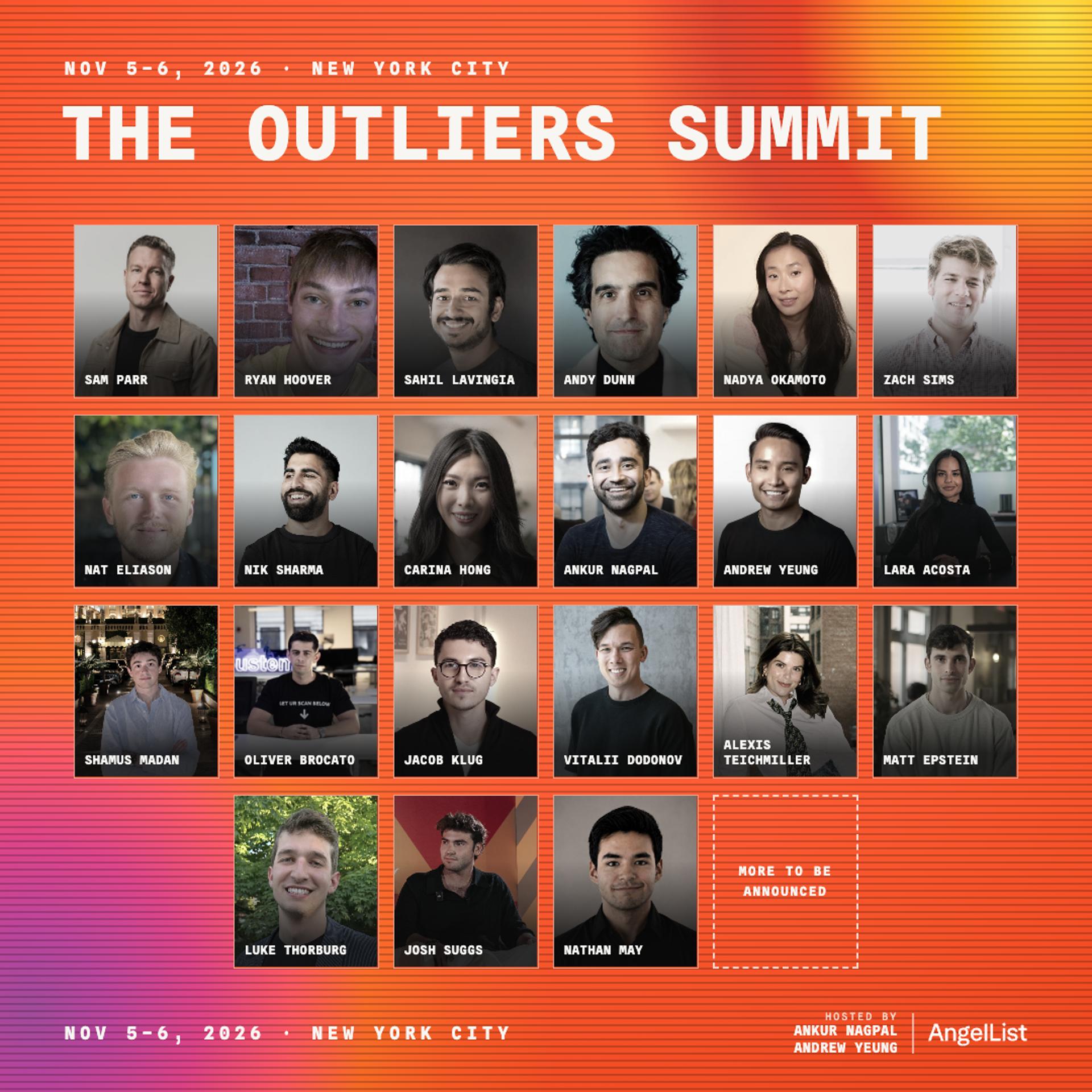 Outliers Summit — Day 1 · Build