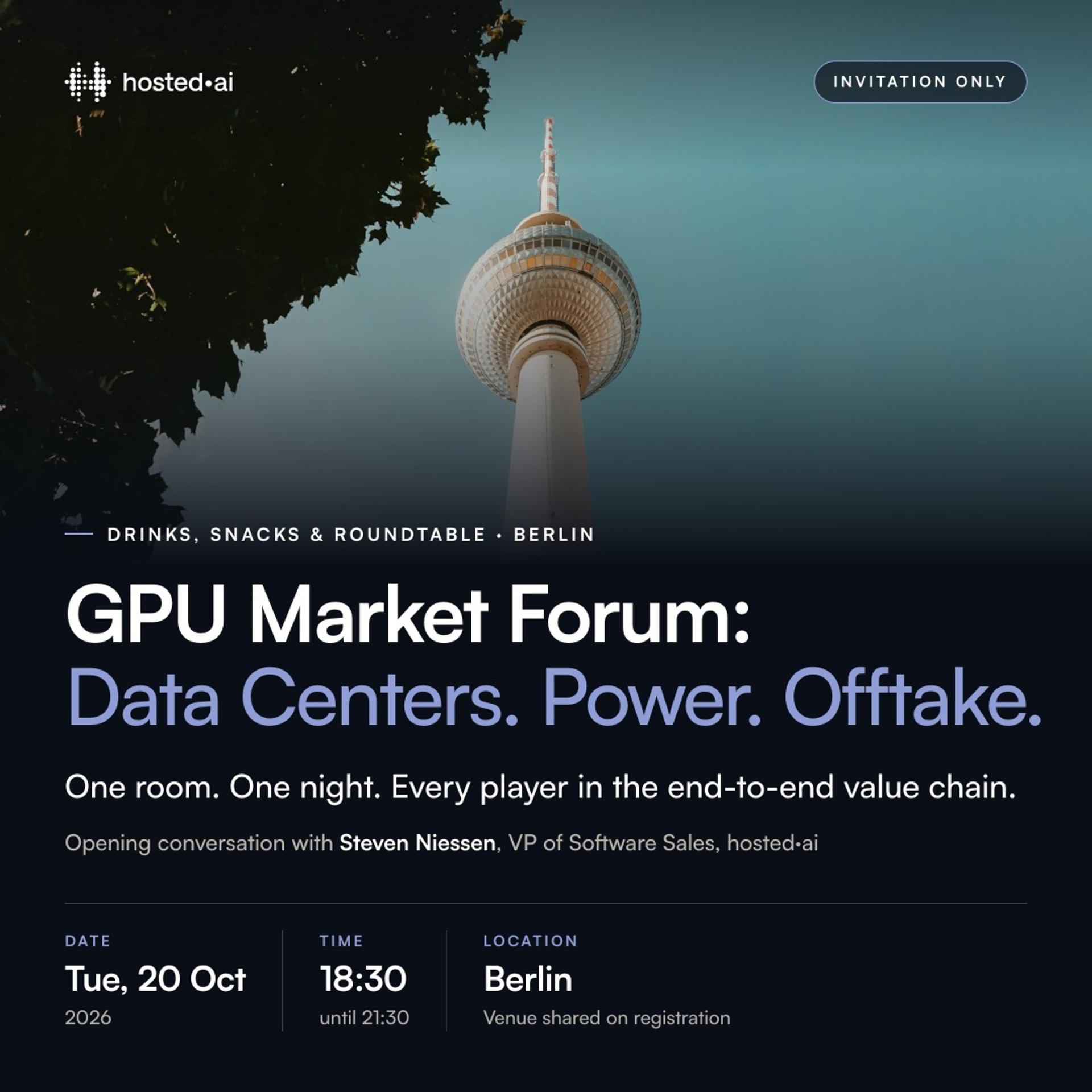 hosted·ai: GPU Market Forum: Data Centers. Power. Offtake event artwork