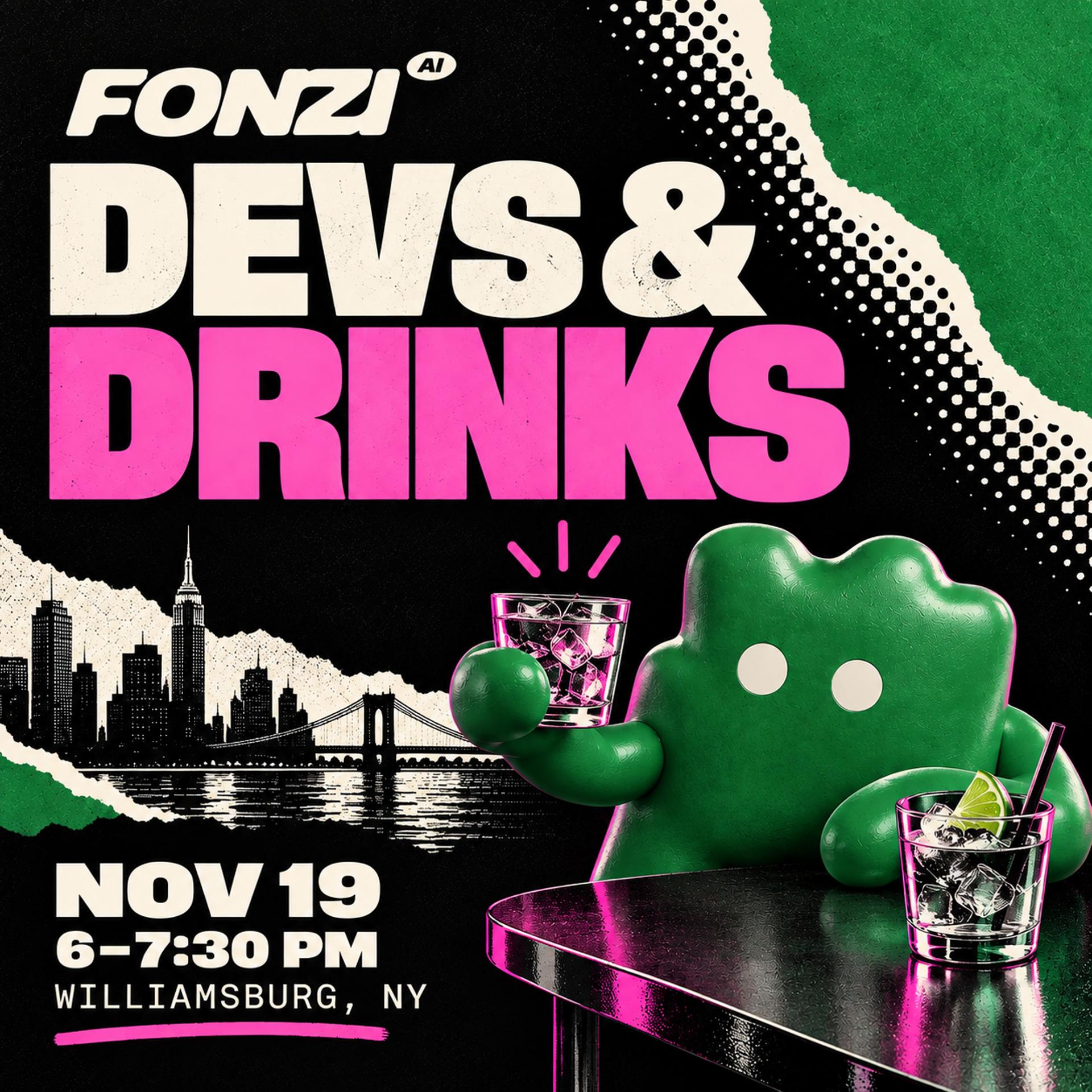 Fonzi's Devs & Drinks event artwork