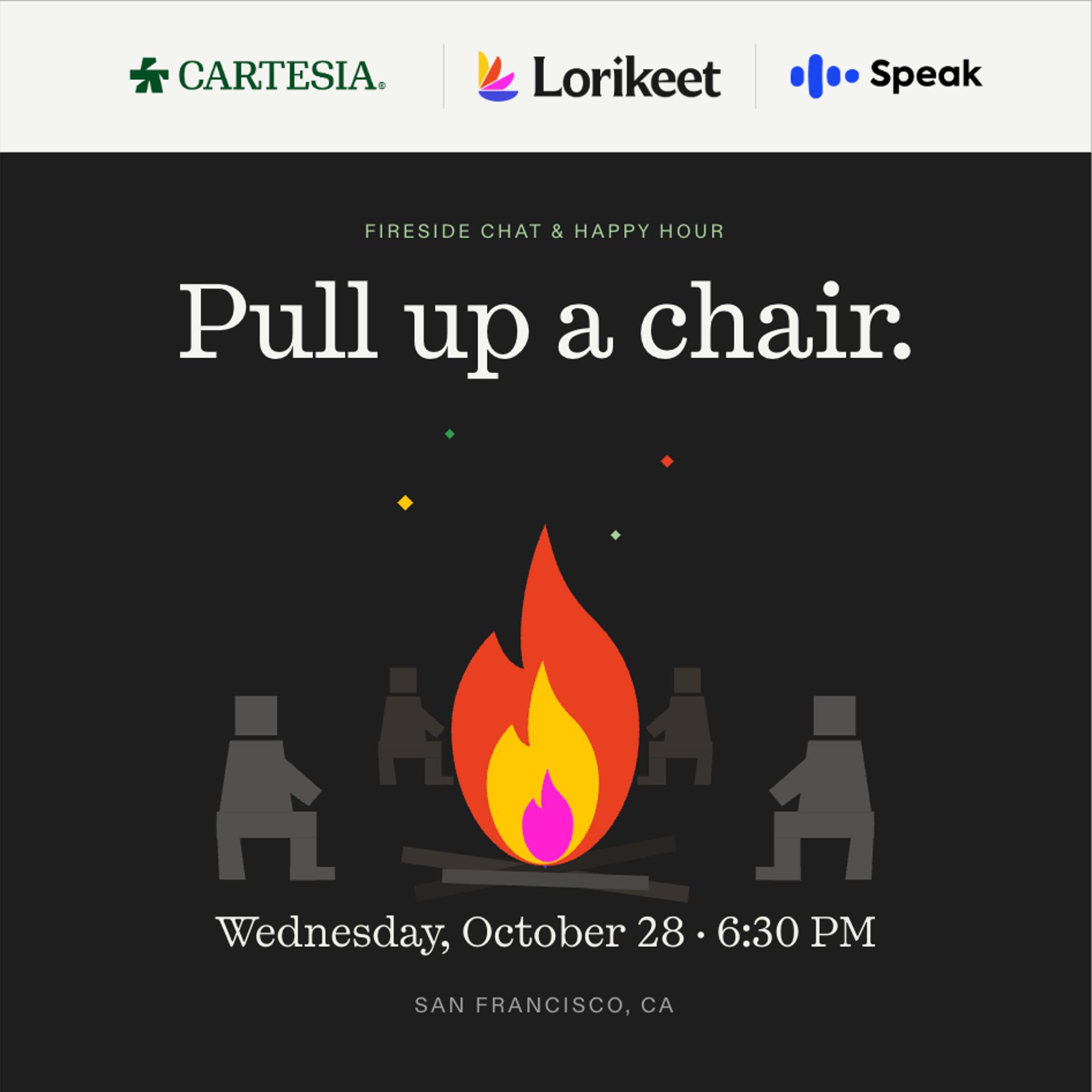 Drinks Around The Fire: Cartesia x Lorikeet x Speak event artwork