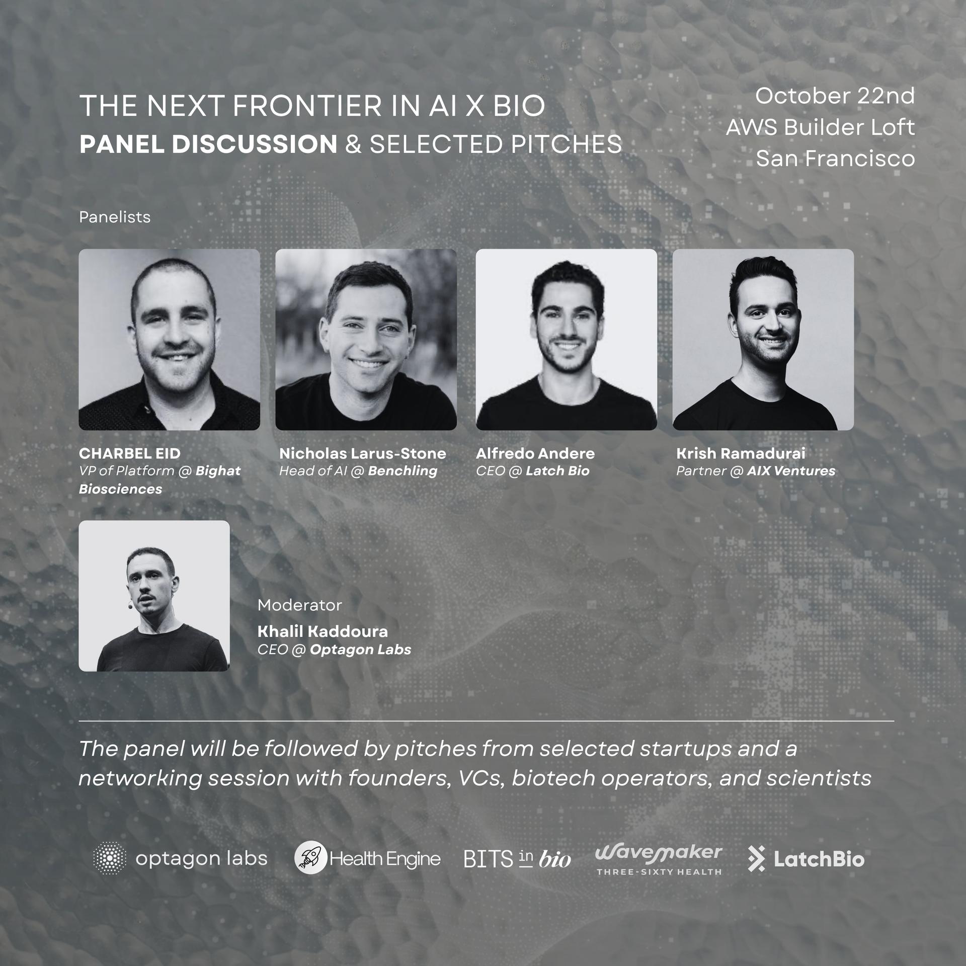 The Next Frontier in AI x Bio: Panel Discussion and Selected Startup Pitches event artwork