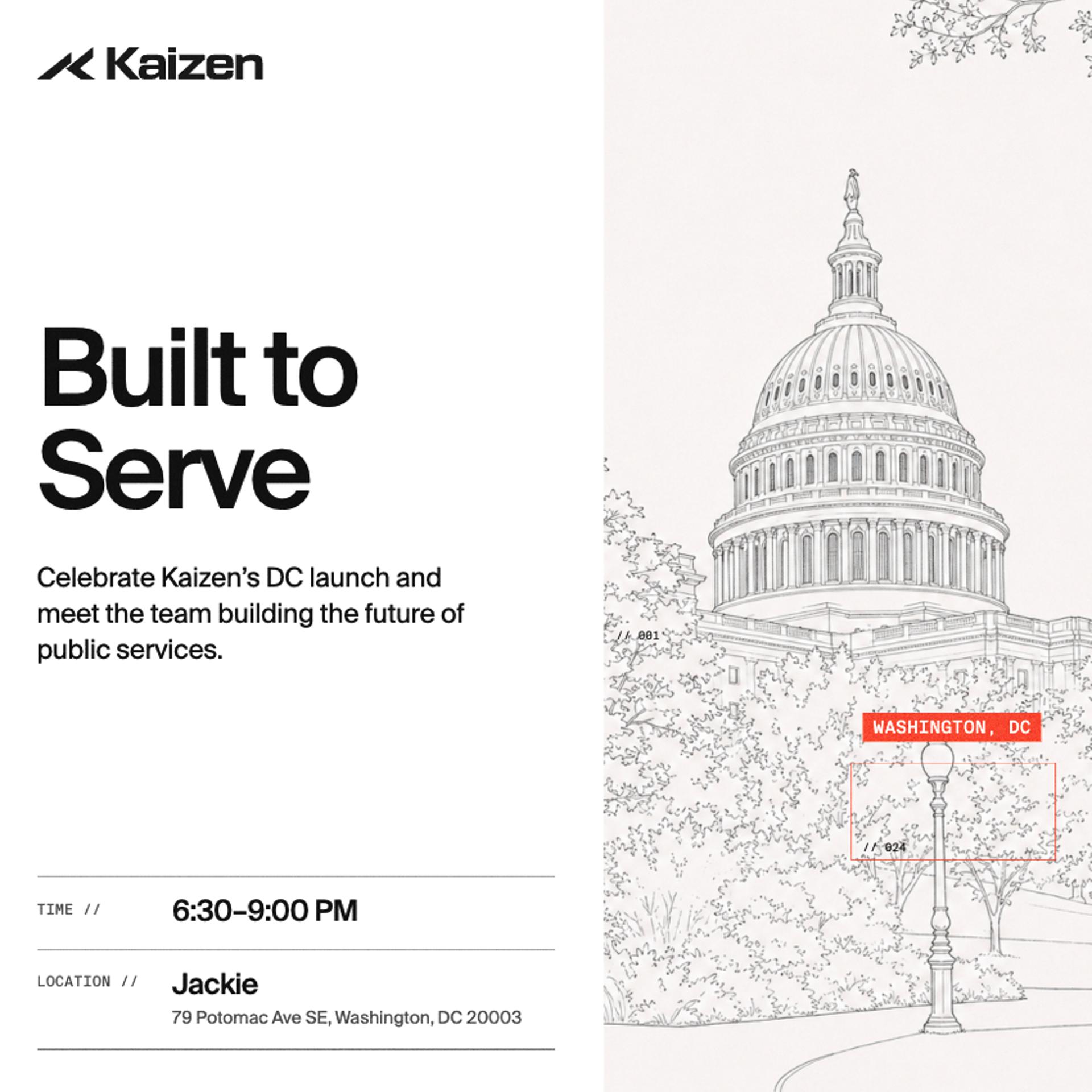 Built to Serve: Kaizen's DC Launch Party! event artwork