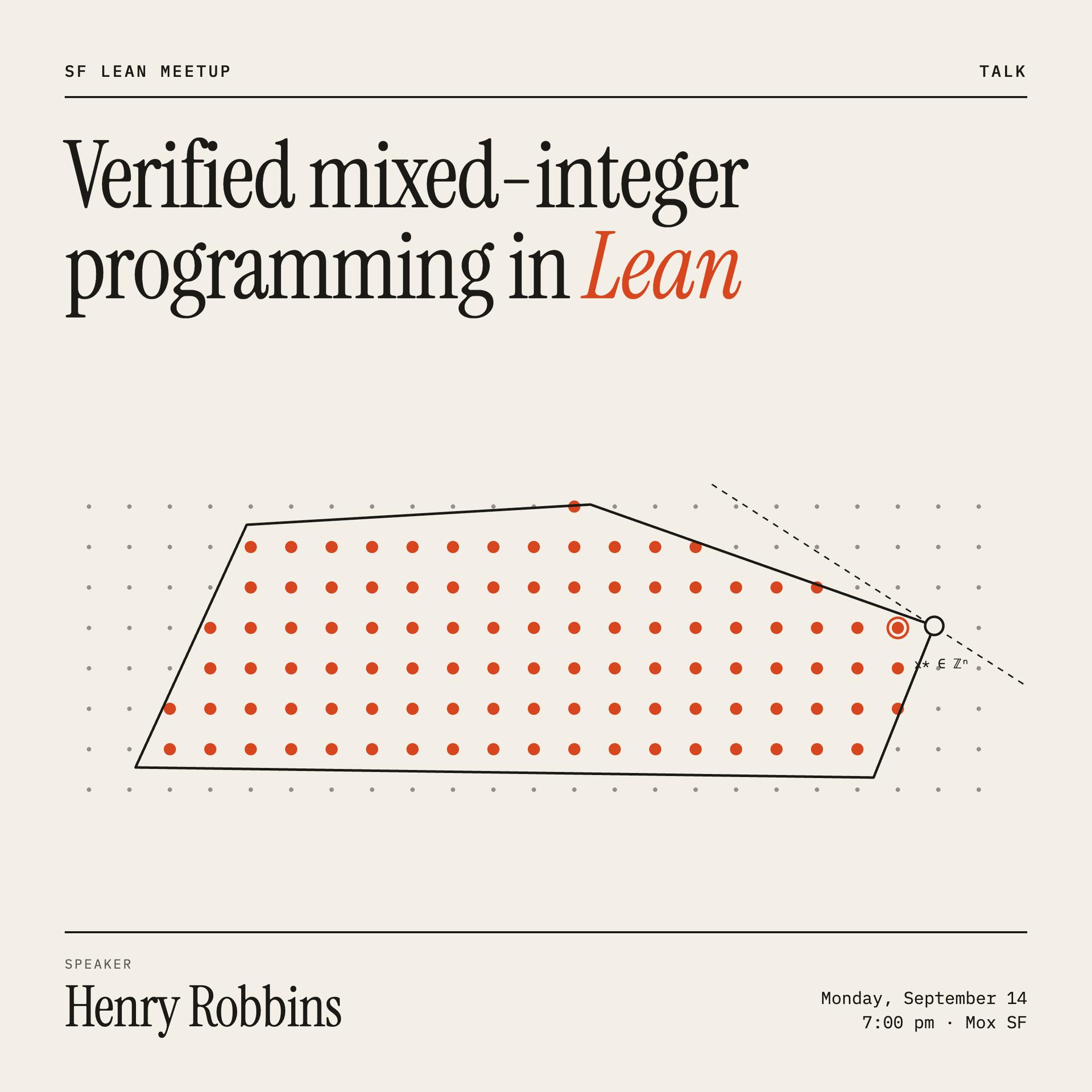 SF Lean: Verified mixed-integer programming in Lean – Henry Robbins