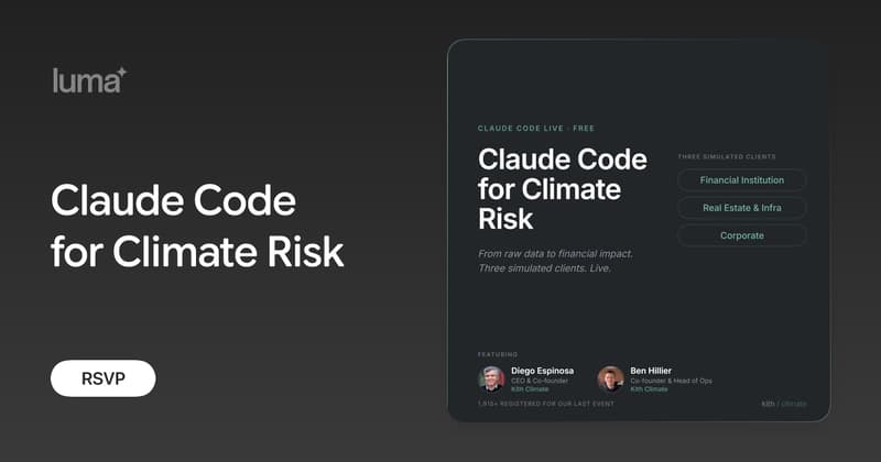 Climate Model Code Claude Code for Climate Risk · Zoom · Luma