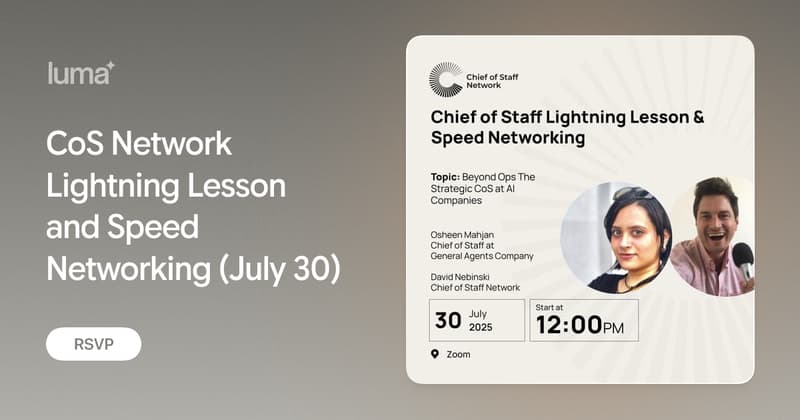 CoS Network Lightning Lesson and Speed Networking (July 30) · Zoom · Luma