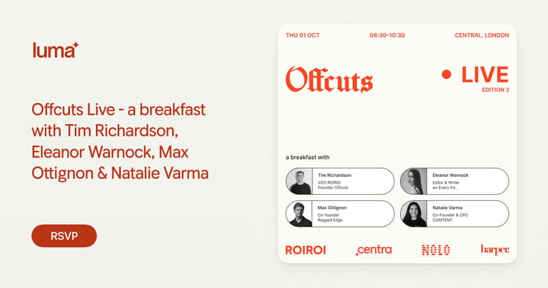Offcuts Live - a breakfast with Tim Richardson, Eleanor Warnock, Max Ottignon & Natalie Varma
