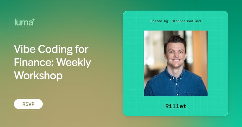 Vibe Coding for Finance: Weekly Workshop · Zoom · Luma