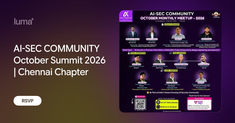 Sec Navy AI-SEC COMMUNITY October Summit 2026 | Chennai Chapter · Luma