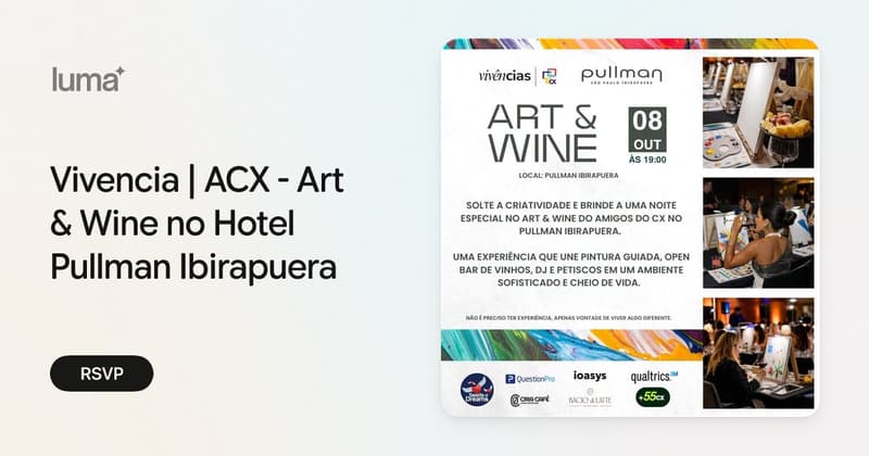 Capa: Vivencia | ACX - Art & Wine no Hotel Pullman Ibirapuera · Luma