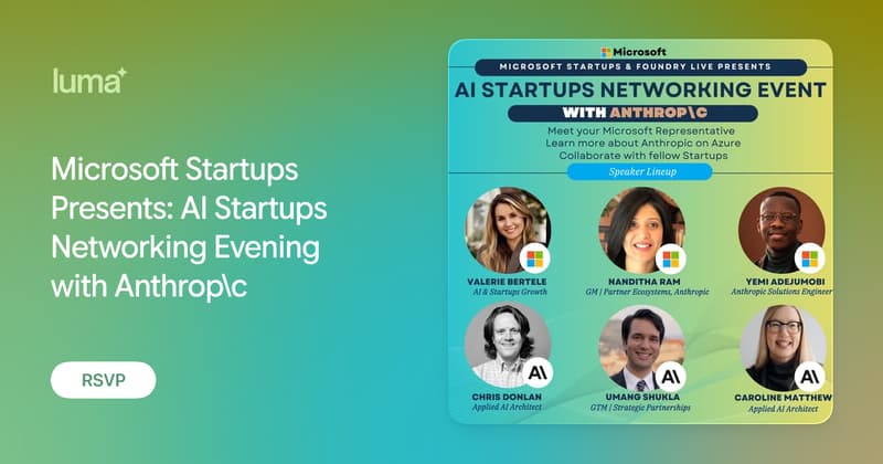 Microsoft Startups Presents: AI Startups Networking Evening with ...