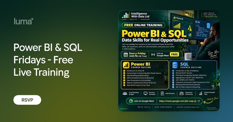 Power BI & SQL Fridays - Free Live Training · Luma