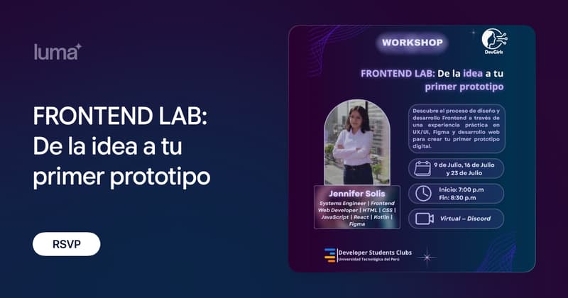 FRONTEND LAB: De la idea a tu primer prototipo · Luma