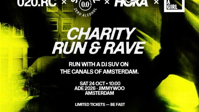 020.RC RUNS FOR FREE A GIRL - CHARITY RUN & RAVE ON THE CANALS × STËLZ 0.0 × HOKA (ADE 2026)