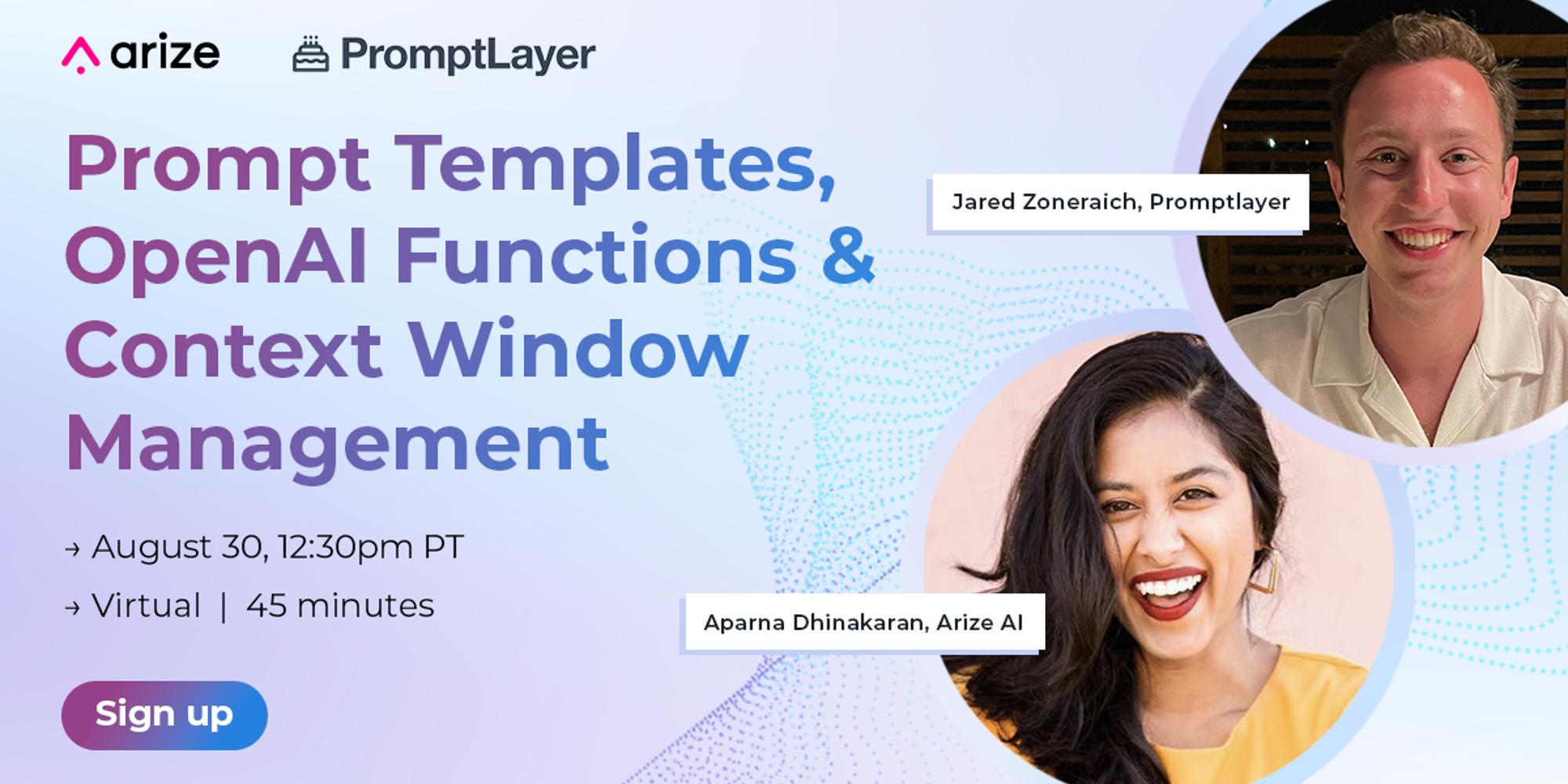 Prompt Templates, OpenAI Functions and Context Window Management · Zoom ...