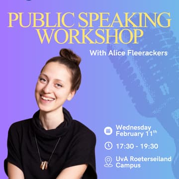 Cover Image for Public Speaking Workshop with Alice Fleerackers