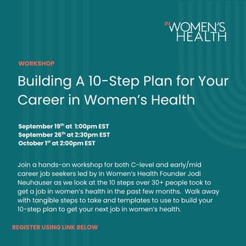 Cover Image for Building A 10-Step Plan for Your Career in Women's Health