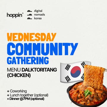 Cover Image for Community Dinner (DAKTORITANG) & Coworking @ Hoppin House | 디지털노마드 코워킹 & 디너 💻