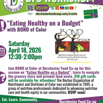 Cover Image for DFC WORKSHOP:  "Eating Healthy on a Budget" by BOND of Color