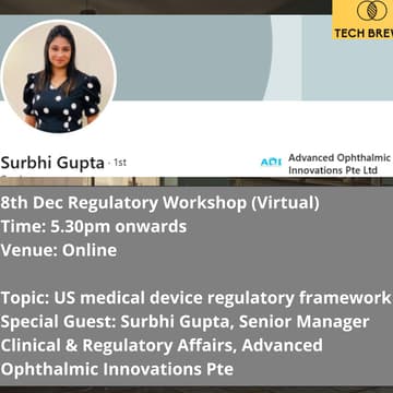 Cover Image for "US medical device regulatory framework"- A Tech Brews Regulatory workshop (Health & Bio)