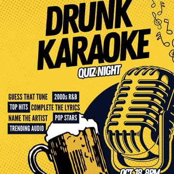 Cover Image for Drunk Karaoke: Quiz Night (Saturday, October 18 | 8PM)
