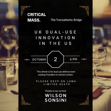 Cover Image for [COMPLIMENTARY] Dual Use Defence Founders Dinner with Wilson Sonsini