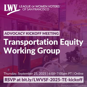 Cover Image for League of Women Voters of SF's Transportation Equity Working Group kickoff