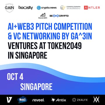 Cover Image for $44,000 AI + Web3 Pitch Competition & VC networking by Ga^3in Ventures х Boosty Labs in Singapore