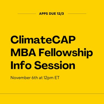 Cover Image for ClimateCAP MBA Fellowship QA Session (Optional)