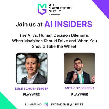 Cover Image for AI Insiders with Playwire on The AI vs. Human Decision Dilemma: When Machines Should Drive and When You Should Take the Wheel