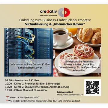 Cover Image for Virtualisierung & „Rheinischer Kaviar“: Proxmox Business-Frühstück