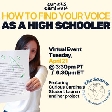Cover Image for How to Find Your Voice as a High Schooler, Featuring Curious Cardinals Student Lauren