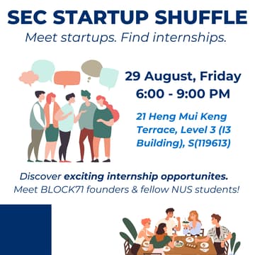 Cover Image for BLOCK71 Startup Shuffle: Meet startups. Find internships.