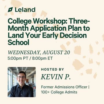 Cover Image for College Workshop: Three-Month Application Plan to Land Your Early Decision School