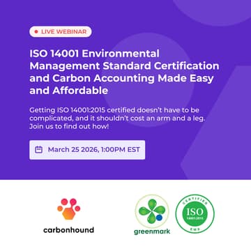 Cover Image for ISO 14001 Environmental Management Standard Certification and Carbon Accounting Made Easy and Affordable