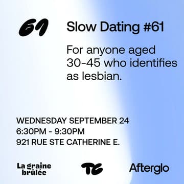 Cover Image for Slow Dating #61 (Lesbian 30-45) 💚