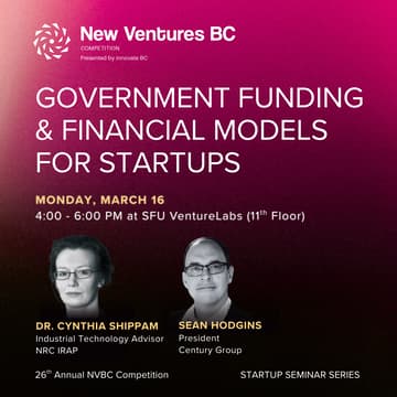 Cover Image for Startup Seminar Series: Government Funding Programs & Financial Models for Startups