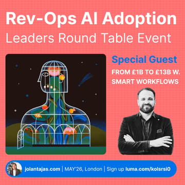 Cover Image for Rev-Ops AI Adoption Roundtable for Leaders + Special Guest Tom Newbould: How to go from £1bn to £13bn+ with a Small Team!