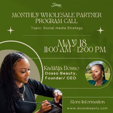 Cover Image for Dosso Beauty Wholesale Partner Program Monthly Call - Social Media Strategy