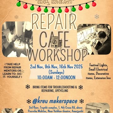 Cover Image for #Bangalore | Kreu Repair Café for Adults – Festival Edition