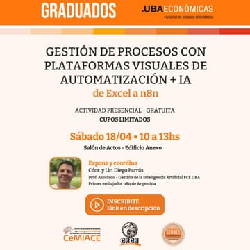 Omslagafbeelding voor Gestión de Procesos con Plataformas Visuales de Automatización + IA (de Excel a n8n)