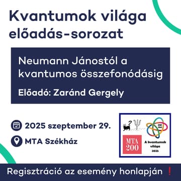 Cover Image for Neumann Jánostól a kvantumos összefonódásig - Zaránd Gergely előadása