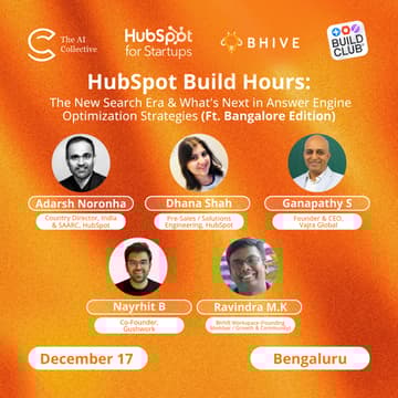 Cover Image for HubSpot Build Hours: The New Search Era & What's Next in Answer Engine Optimization Strategies (Ft. Bangalore Edition)