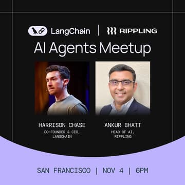 Cover Image for AI Agents Meetup: LangChain + Rippling
