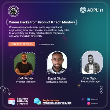 Cover Image for ADPList Abuja: Career Hacks from Product & Tech Mentors