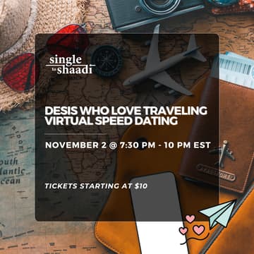 Cover Image for Desis Who Love Traveling Virtual Speed Dating