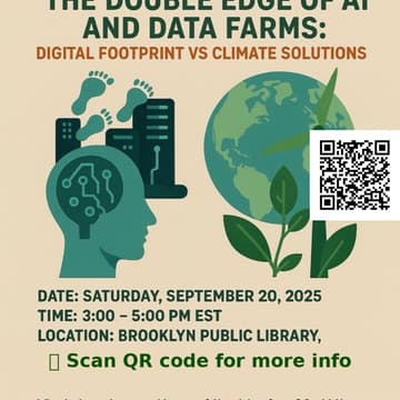 Cover Image for Climate Cafe on AI and Data Farms: Digital footprint vs Climate Solutions.