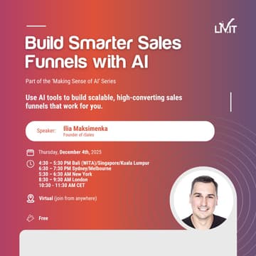 Cover Image for Build Smarter Sales Funnels with AI (Virtual)
