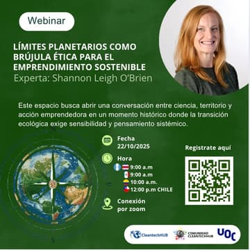 Cover Image for Webinar: Límites planetarios como burbuja ética para el emprendimiento sostenible